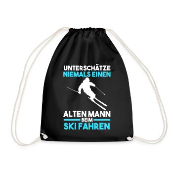 Unterschätze niemals einen alten Mann beim Skifahr - Turnbeutel - Schwarz - Vorne