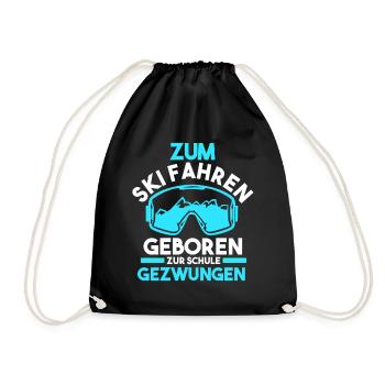 Skifahren Skifahrer Ski - Turnbeutel - Schwarz - Vorne
