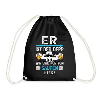 JGA Männer T-Shirt Junggesellenabschied Poltern - Turnbeutel - Schwarz - Vorne