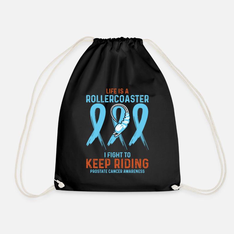 Prostata Krebs Cancer Hellblau Rollercoaster - Turnbeutel - Schwarz