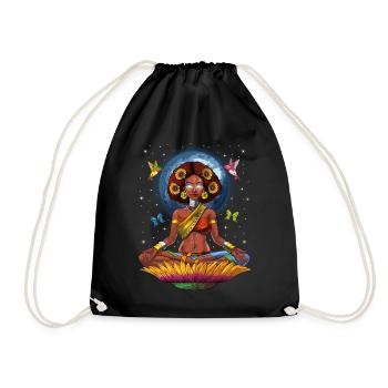 African Woman Hippie Yoga - Drawstring Bag - black - Front