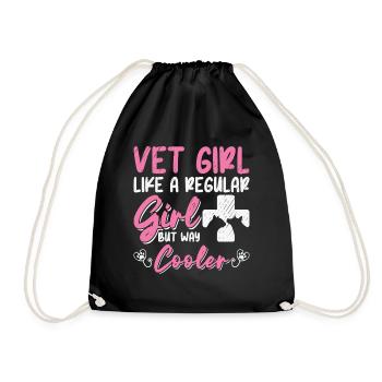 Vet Girl Like A Regular Girl Vet Tech Veterinarian - Drawstring Bag - black - Front