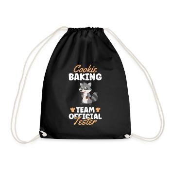 Cookie Baking Team Official Tester Raccoon - Drawstring Bag - black - Front