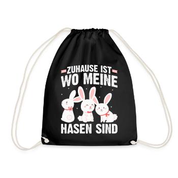 Ostern Hase | Zuhause ist wo meine Hasen sind - Turnbeutel - Schwarz - Vorne