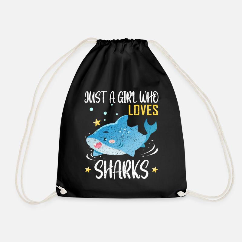 Shark - Drawstring Bag - black
