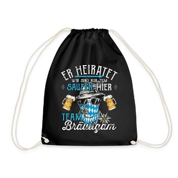 JGA Männer T-Shirt Team Bräutigam Poltern Polterer - Turnbeutel - Schwarz - Vorne