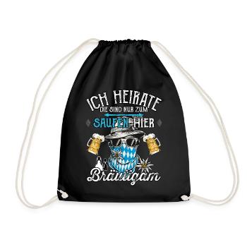 Männer JGA T-Shirt Bräutigam Ich heirate Saufen - Turnbeutel - Schwarz - Vorne