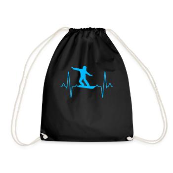 Snowboarding Heartbeat - Drawstring Bag - black - Front