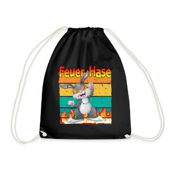 Feuerhase für einen Hasenbesitzer und Hasen - Turnbeutel - Schwarz - Vorne