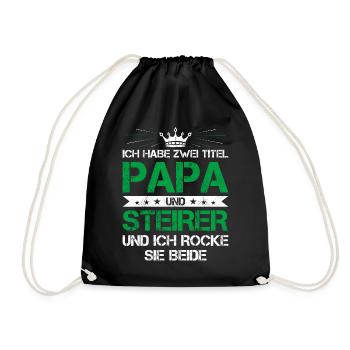 Steirer Papa Titel Steiermark Geschenk Vater - Turnbeutel - Schwarz - Vorne