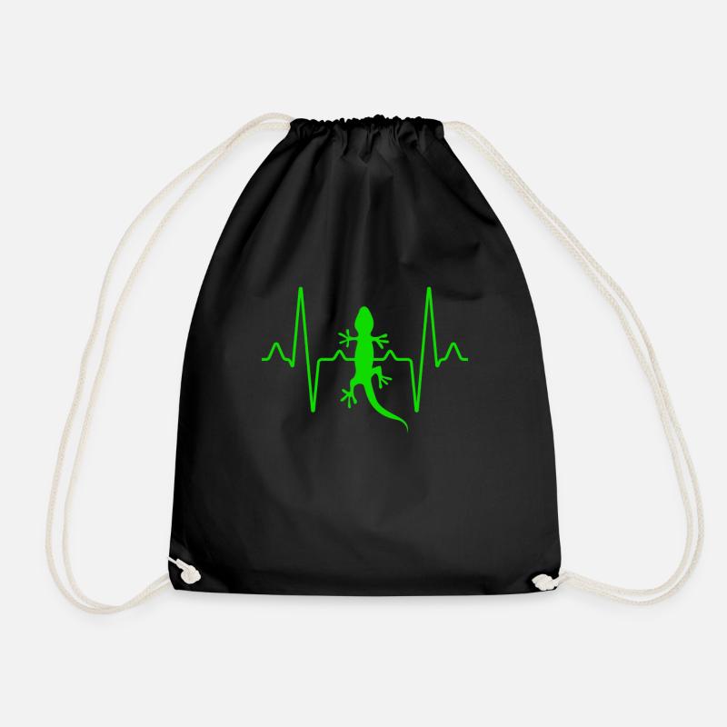 Lizard Heartbeat - Drawstring Bag - black