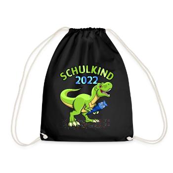 Einschulung Schulkind 2022 Dino - Turnbeutel - Schwarz - Vorne