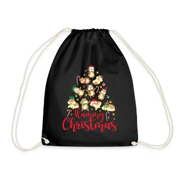 Cute Hamster Christmas Tree Hammy - Drawstring Bag - black - Front