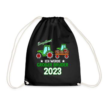 Ich Werde Großer Bruder 2023 - Geburt Sohn Traktor - Turnbeutel - Schwarz - Vorne