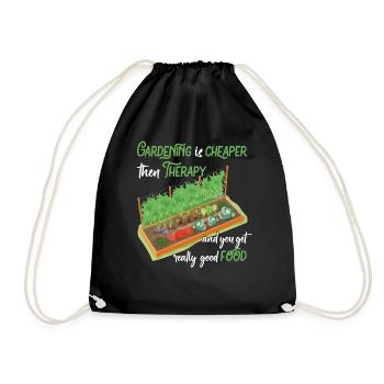 Gardening is the best therapy fun garden - Drawstring Bag - black - Front