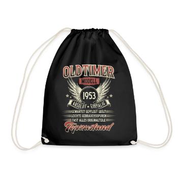 1953 Geboren Geburtstag Oldtimer - Turnbeutel - Schwarz - Vorne