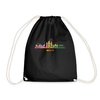 Berlin Skyline Colorful Berliner - Drawstring Bag - black - Front