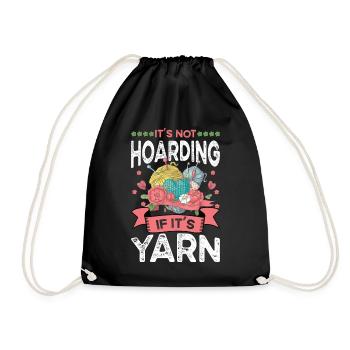 Knitting Yarn Wool Stash Crochet - Drawstring Bag - black - Front