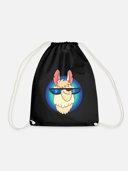 Cooles Lama mit Sonnenbrille - Turnbeutel - Schwarz