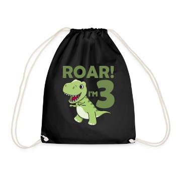 Children 3rd birthday T-Rex 3 years Dino Saurier - Drawstring Bag - black - Front
