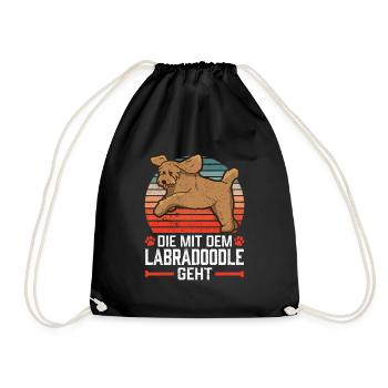 Die mit dem Labradoodle Australian Labradoodle - Turnbeutel - Schwarz - Vorne
