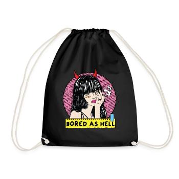 POP-ART Bored As Hell ARTWORK, Devil Frau 80s - Drawstring Bag - black - Front