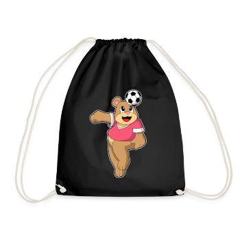 Bear Soccer Player Soccer - Drawstring Bag - black - Front