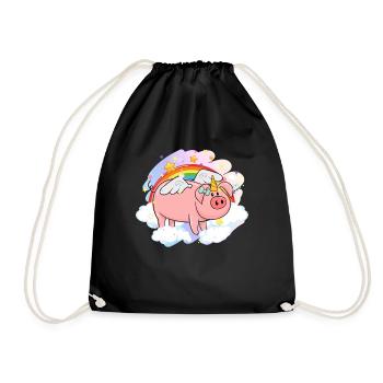 Pig Gift Piglet Kids Piglet Pig Pig - Drawstring Bag - black - Front