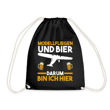 Modellfliegen Modellflieger Bier Modellflug - Turnbeutel - Schwarz - Vorne