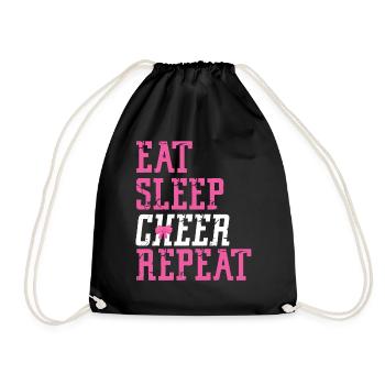 Cheer Cheerleading Eat Sleep Cheer - Drawstring Bag - black - Front