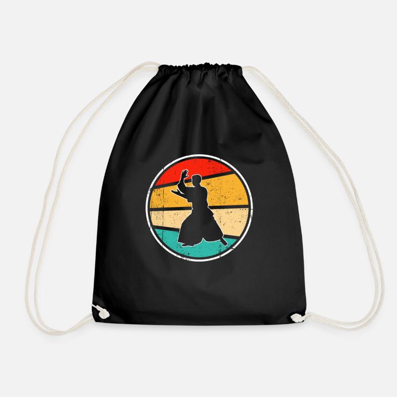 Aikido Retro Logo - Turnbeutel - Schwarz