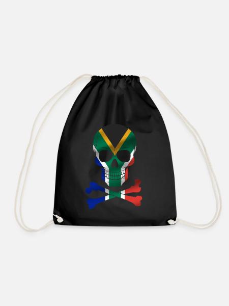 South Africa Flag - Drawstring Bag - black