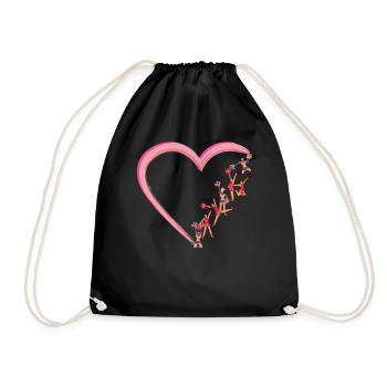 Cheer Cheerleading Heart - Drawstring Bag - black - Front