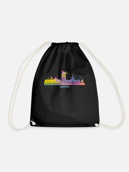 Leipzig Skyline Bunt Leipziger Uniriese - Turnbeutel - Schwarz