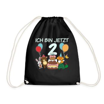 2 Geburtstag | 2. Geburtstag Kindergeburtstag - Turnbeutel - Schwarz - Vorne