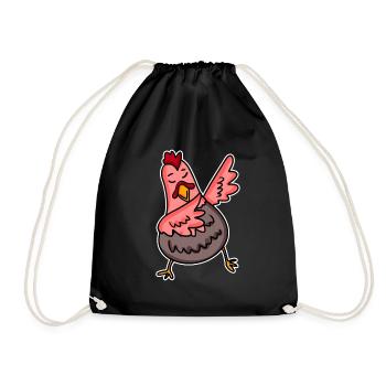 Dabbing Dab Huhn - Turnbeutel - Schwarz - Vorne