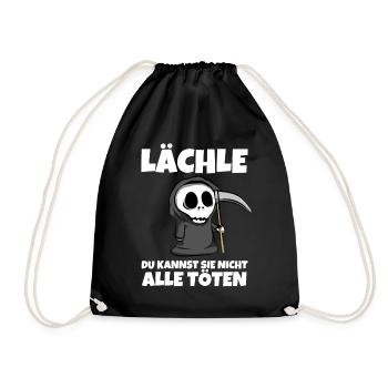 Lächle du kannst sie nicht alle töten - Sensenmann - Turnbeutel - Schwarz - Vorne