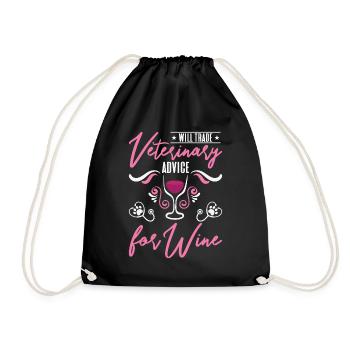 Will Trade Veterinary Advice For Wine Veterinarian - Drawstring Bag - black - Front