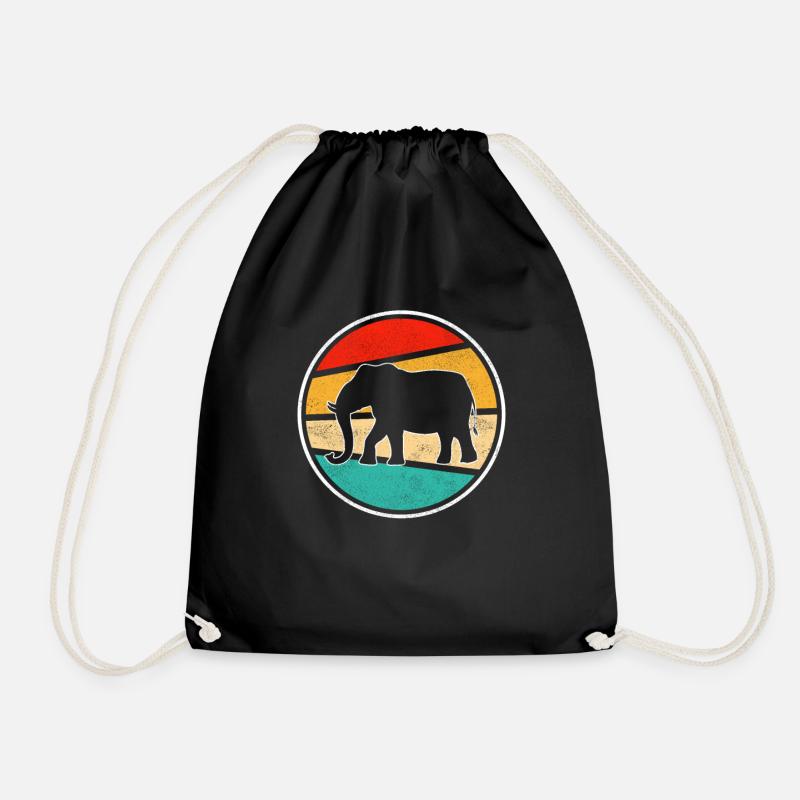 Elefant Retro - Turnbeutel - Schwarz