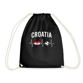 Croatia Football Heartbeat - Drawstring Bag - black - Front
