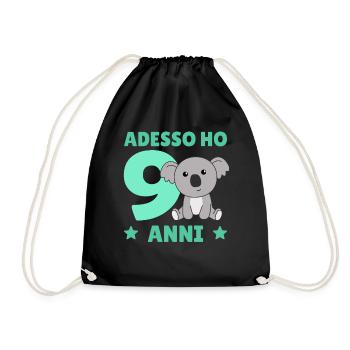Children 9th birthday Koala Adesso ho 9 anni - Drawstring Bag - black - Front