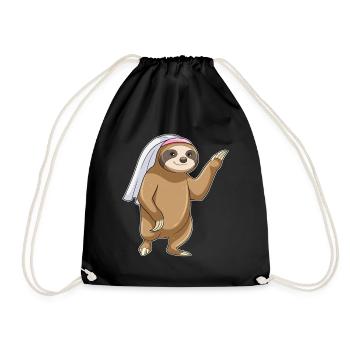 Sloth Bridal Veil Wedding - Drawstring Bag - black - Front