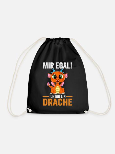 Drachen Mir egal ich bin ein Drache - Turnbeutel - Schwarz