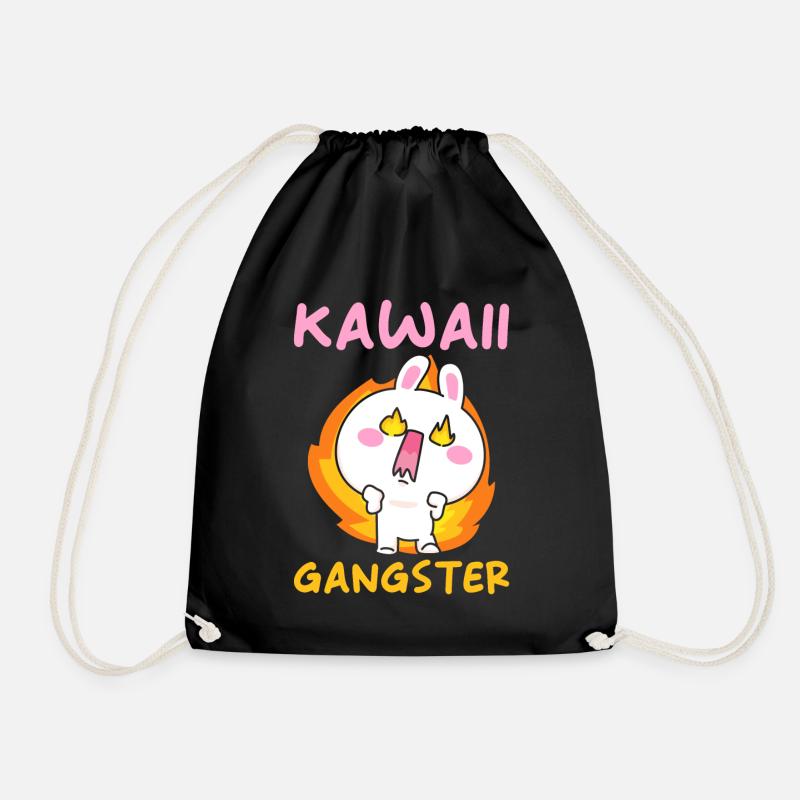 Kawaii Gangster - Drawstring Bag - black