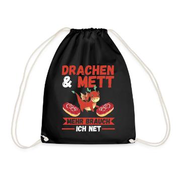 Mettbrötchen Mett Drachen - Turnbeutel - Schwarz - Vorne