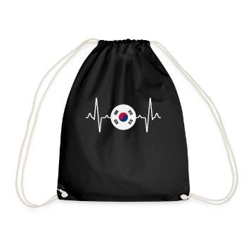 Südkorea Herzschlag - Turnbeutel - Schwarz - Vorne