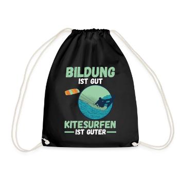 Kitesurfen Kitesurfer - Turnbeutel - Schwarz - Vorne