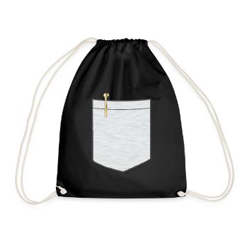 Brusttasche mit Kugelschreiber - Turnbeutel - Schwarz - Vorne
