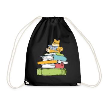 Bücherwurm Hundebuchliebhaber Hund liest Bücher - Turnbeutel - Schwarz - Vorne