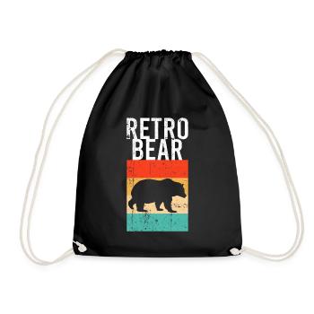 Bär Retro - Turnbeutel - Schwarz - Vorne